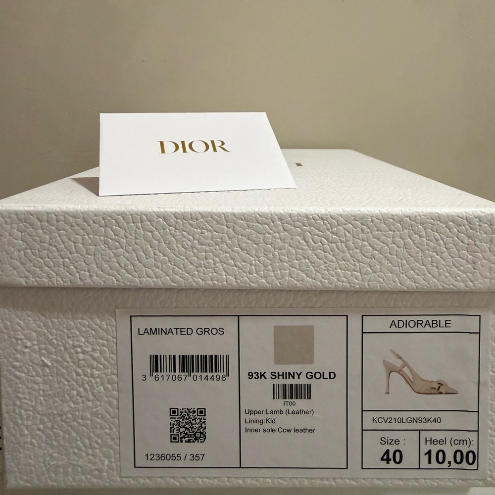 Dior Cream Slingback Heels with Pearl Accent - Picture 2 of 5
